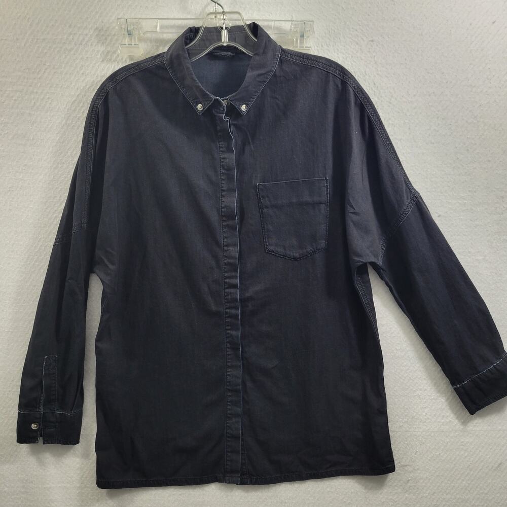 Topshop Women's Black Button Front Blouse Size 4  61224-0818
